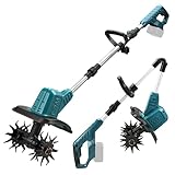 電動耕運機 充電式耕うん機(耕運幅20cm/耕深15cm) 家庭用 コードレス 550Wブラシレスモーター 18Vマキタ互換 電動 ミニ耕運機 両面ブレードヘッド·4枚刃 女性でも簡単操作 カルチベーター 無段階変速(伸縮・折りたたみ式収納便利・刃の耐久性強) 家庭菜園・水田畑・農業土耕す （バッテリー・充電器別売り）