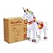 WondeRides Ride on Unicorn Plush Horse Toy for Girls Walking Animal with Wheels Giddy up Pony Cycle Medium Size 4 for Age 4-9 (36 inch Height), Mechanical Riding Horse M432