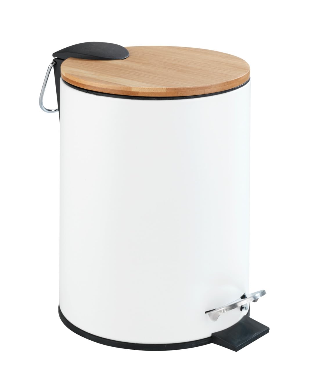 WENKO Tortona Cosmetics Pedal Bin Easy Matte White with Soft Close Mechanism, Metal, 17 x 23.5 x 21 cm