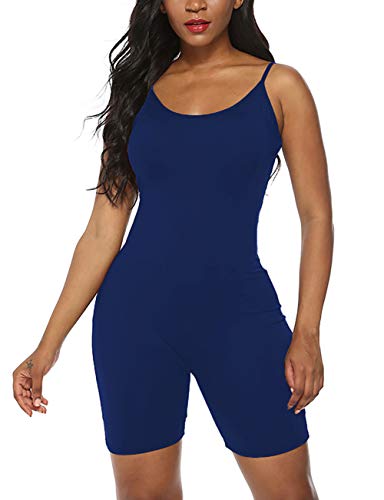 Amiliashp Women's Spaghetti Strap Tank Top Short Jumpsuit Rompers Bodysuit One Piece Catsuit (Navy, S) #TOP8