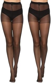 ELVYNA High Waist Shaping Pantyhose Stockings, Control Top Tights, 20 Denier Sheer Legs, 40 Denier Opaque Panty, Tummy Con... Price In India