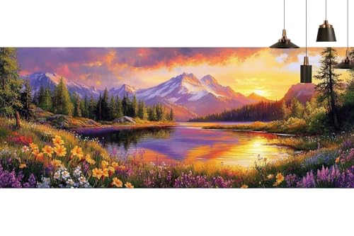 Tableau Strass Diamant Canevas Montagne 5D | Kit de Broderie Cristal Premium 30x60cm - 2