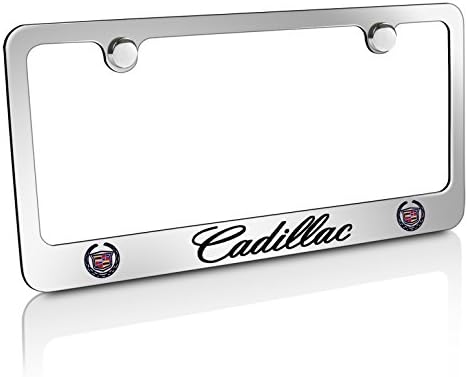 Cadillac Workmark License Plate Frame Holder (2 Hole/Brass, Chrome/Wide)