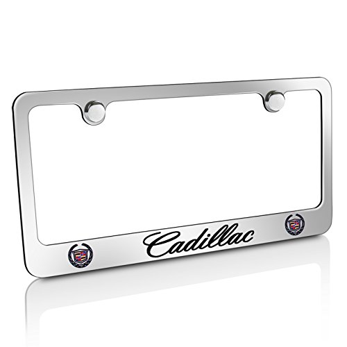 Cadillac Workmark License Plate Frame Holder (2 Hole/Metal, Chrome/Wide)