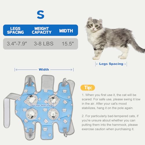 Image of Supet Cat Grooming Hammock Harness for Nail Trimming, Cat Grooming Hanging Sling for Nail Clipping, Pet Restraint Holder for Cutting Nails, Medicine, Ear & Teeth Cleaning, Eye Care (BlueCat S)