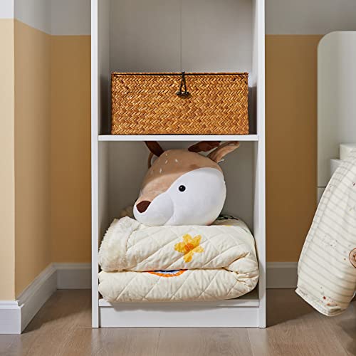 SoBuy Bibliothèque Étagère de Rangement pour Livres et Jouets Enfant Étagère à Livres, Multifonctionnel avec Un Regard de Château, 40x30x150 cm, KMB42-W