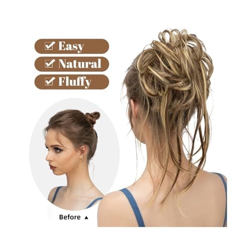 Chignon chignon elastique blond blanc effet coiffé-décoiffé - 5