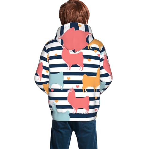 Colorful Llama Kid Hoodies Boys Sweatshirts Girls Pullover with Pocket4
