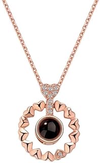 سلسلة كلاسيك بتصميم قلوب دائرية من الفضة عيار 925 وعبارة (I Love You) بـ 100 لغة مناسبة للأزواج 2023، مجوهرات رومانسية عصرية (لون وردي ذهبي)