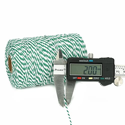 Image of G2PLUS Christmas String, 2MM 656 Feet White and Green Cotton String | Natural Soft and Sturdy,for Christmas Gift Wrapping, DIY Arts and Crafts