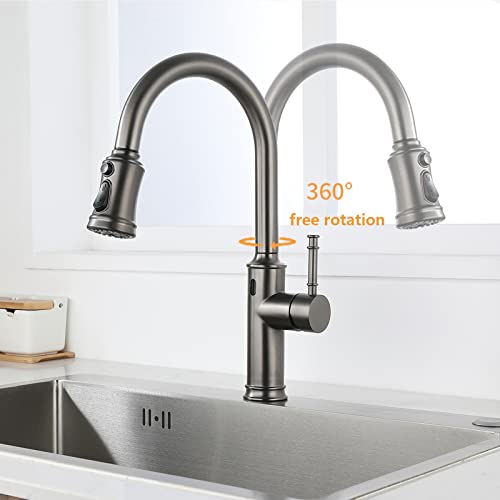 Robinet mitigeur de cuisine design en acier inoxydable finition gun grey