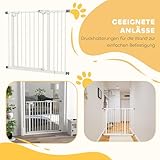 PawHut Türschutzgitter Treppenschutzgitter mit 14 cm Verlängerung Türgitter ohne Bohren mit Auto-Close Treppengitter für Breiten 74-94 cm Beidseitig Schwenkbar Metall Weiß