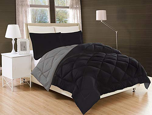 Image of PINDIA 200 GSM Microfiber Single Bed Comforter /Blanket - 90 x 60 Inch, Black Grey