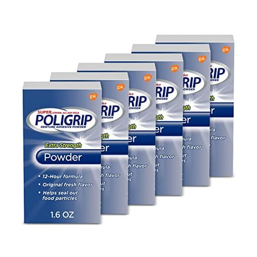 PoliGrip Super Denture Adhesive Powder, Extra Strength 1.6 oz Container (Pack of 6) by Super Poli-Grip