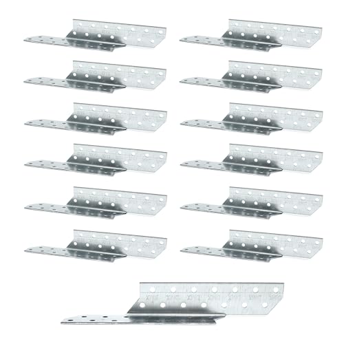 DOJA Barcelona | Anclaje para Vigas | 170 x 32 mm | Izquierda | Pack 12 | Anclaje Viga Madera Cargas Pesadas | Escuadras Asimétricas | Conector Vigas de Izquierda para Construcción, Puentes, Listones