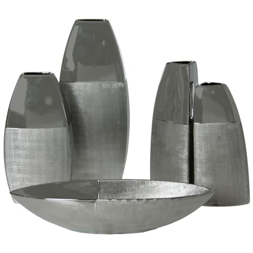 Vase céramique argenté 40cm pour décoration de table moderne