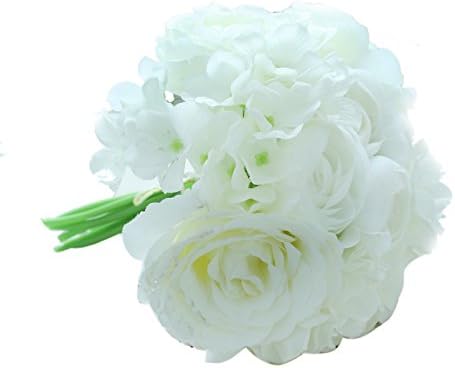 1 Artificial Peony+Roses+ Hydrangeas Silk Flowers Bouquets Home wedding Decoration (KC651 white)