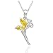 Produktbild Crystalline Azuria Fee Tinkerbell Halskette Anhänger mit Gelber simulierter Citrin Zirkonia Kristalle 18 kt Weiß Vergoldet 45 cm