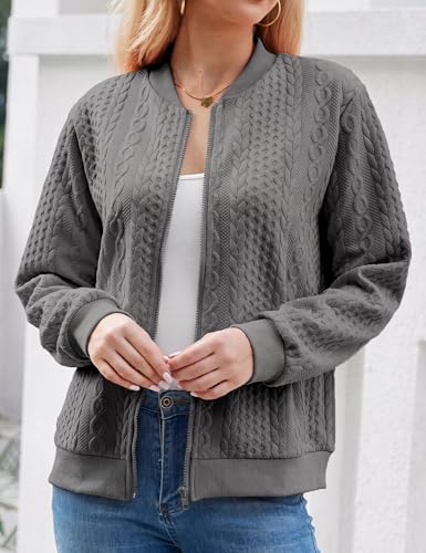 Image of Larmliss Women's Zip Up Cardigan Sweater Hoodies Long Sleeve Jacket Crewneck Casual Outerwear Spring Fall Trendy Coat Outfits