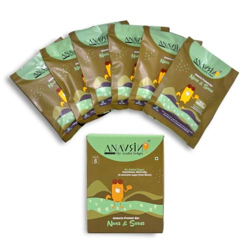 Image of ANAVRIN Choco Nuts & Seed Protein Bar - 15g Protein, 4g Fibre in each Bar (6 Bars x 50gm) No Added Sugar, No Soy, No Preservatives Gluten Free High Protein Energy Bar, Healthy Snack