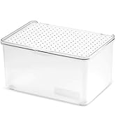 madesmart Medium Stacking Lid Storage Bin for Bathroom Organization, Plastic Bathroom Storage Bin...