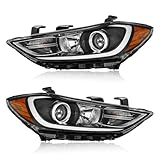 TODO Headlights Assembly Compatible with 2017 2018 Hyundai Elantra,w/o DRL Halogen Headlamps Replacement Driver and Passenger Side, HY2502206, HY2503206 (Not Fit Elantra GT Models)