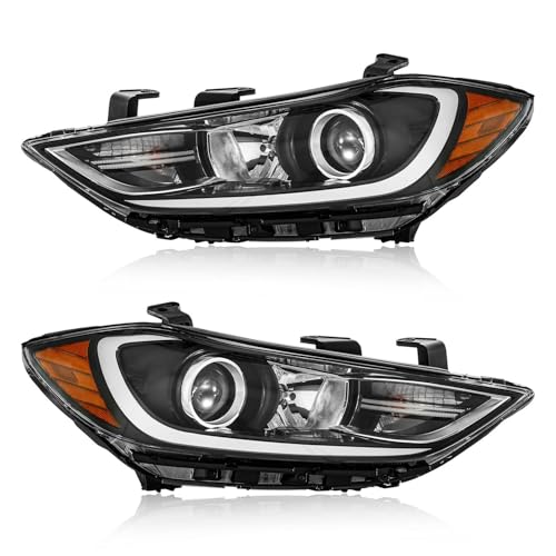 TODO Headlights Assembly Compatible with 2017 2018 Hyundai Elantra,w/o DRL Halogen Headlamps Replacement Driver and Passenger Side, HY2502206, HY2503206 (Not Fit Elantra GT Models)