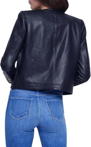 Women's Red Leather Jacket Gold Button Front Women's Black Real Lambskin Leather3