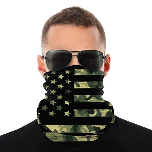 Bandana Neck Gaiter Cycling Balaclava Face Scarf Mask for Man Women -American Flag with Camouflage