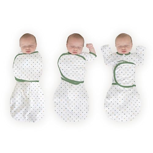 Image of SwaddleDesigns Organic 6-Way Omni Swaddle Sack w /Wrap, Triangles, 12-18 lb