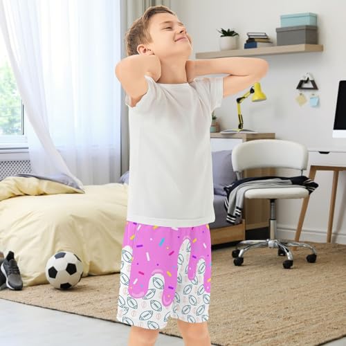 Boys Casual Shorts, Elastic Waist Athletic Gym Shorts with Pockets for Active Kids 7-15Y3