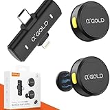 Microfone de Lapela Sem Fio – Kit com 2 Microfones Bluetooth, Redução de Ruído, Conexão Lightning e USB-C para iPhone, Android, Câmera e PC | Plug & Play - linha AGold Premium