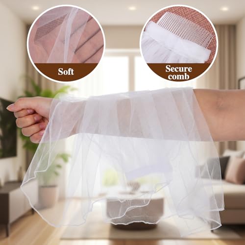Styquenzer Short Bridal Veil, White Bridal Veil with Comb, Wedding Women\'s Short Vails, Flower Girl Veils for Bachelorette Party Veils Bridals Shower Engagement First Communion