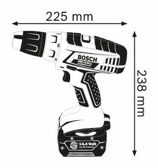 Bosch GSR 14.4 VLi Drill Driver Dimensions