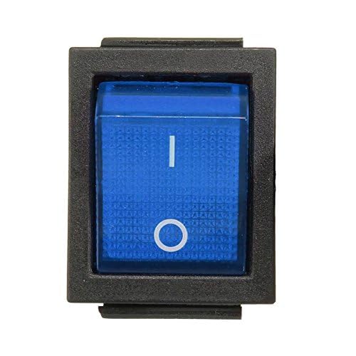 5X DPST 6-Pin Blue LED On/Off Rocker Switch Square Push-in 15A/240V 20A/120V AC