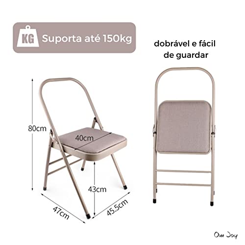 Cadeira Yoga Dobrável Iyengar Props | Cinza Sem Encosto | Resistente Aço Reforçado Suporta até 150kg