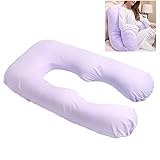 Mald Almohada de embarazo, funda de almohada para dormir de lado, cojín de apoyo para embarazadas, cojín de relax, cómodo en forma de U, soporte completo de algodón (morado)
