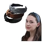 Yili Maizi 3 Pack Velvet Headbands for Women Wide headband Braided Hair Bands Hair Hoop Elastic Hair Accessories for Women … (A)