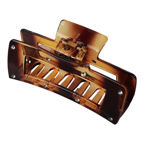Hair Claw Jaw Clip for Women, 5.5 Inches Wide, Rhinestone Accented (Brown Tortoise)