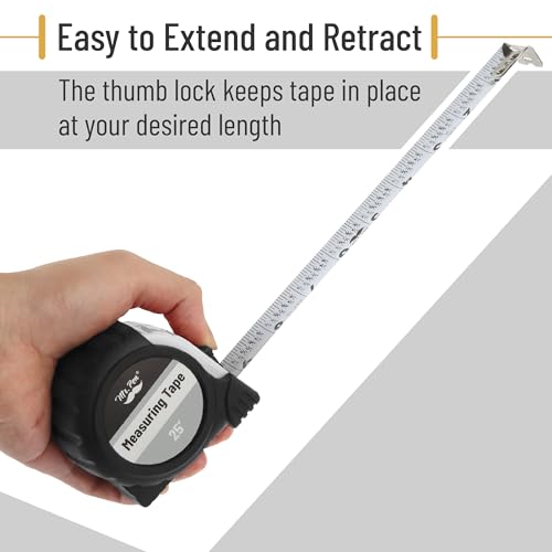 Image of Mr. Pen- Tape Measure, 25-Foot, White, Steel Measuring Tape, Tape Measure with Fractions, Easy Read Tape Measure, Tape Measure 25 ft, Steel Tape Measure, Retractable Measuring Tape Retractable