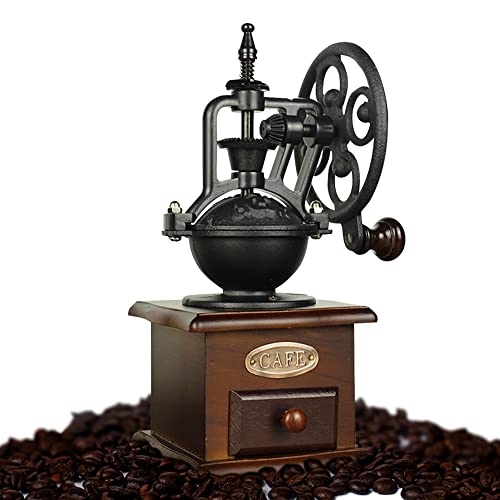 Manual Coffee Grinder Antique Wooden Coffee Grinder Roller Grain Mill Hand Crank Coffee Grinders, Apply To French Press, Espresso, Drip Coffee, Cold & Turkish Brew #TOP3