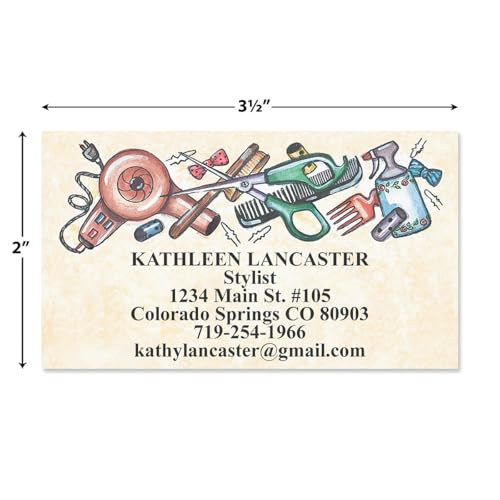 Colorful Images Hairstylist Personalized Business Cards - 2" x 3 1/2", 250 Single Sided Custom Card Set Printed on Heavy Duty 80# Cover Paper Stock