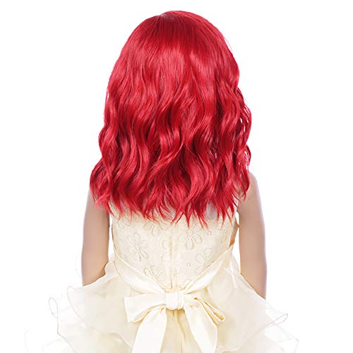 Image of PATTNIUM Kids Children Red Wig for Girls Short Wavy Red Wig Cosplay Halloween Party Costume Synthetic Wigs
