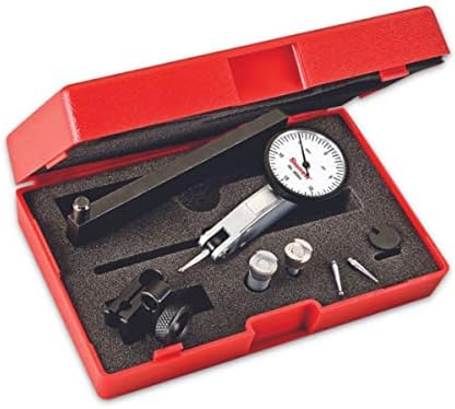 Starrett Dial Test Indicator with Dovetail Mount, Accessories and Case - 1-1/4" White Dial Face, 030" Range, 0-15-0 Dial Reading, 0001" Graduations - 3809AC