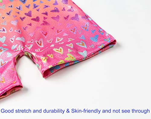 Domusgo Gymnastics Leotards for Girls Sparkly One-Piece Pro Kids Unitard Biketards with Shorts4