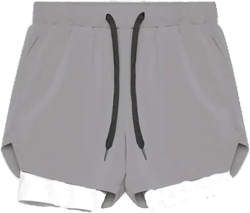 Men' Sports Shorts in Running Double Layer Breathable Fitness Bodybuilding Training Jogging Shorts