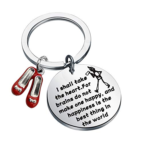 BLEOUK The Wizard of Oz Gifts Inspirational Gift for Women Encouragement Keychain Wizard of Oz Jewelry Ruby Slippers Tin Man Keychain Wizard of Oz Keychain (Wizard of Oz Heart)