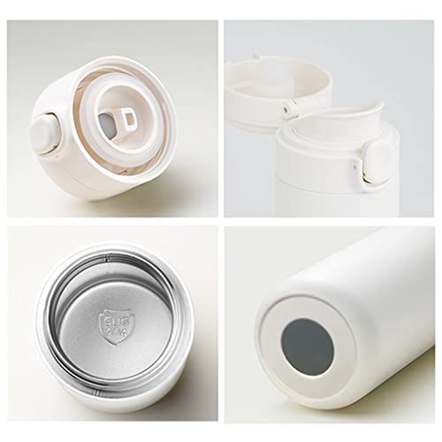 Seijy Portable Travel Thermos Stainless Steel Airless Bottle Leakproof Bottle Drinking Cup (Color : White, Size : 400Ml) #TOP3