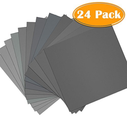 Paxcoo 24 Pcs 9 x 11” High Grit Wet and Dry Sandpaper Assortment