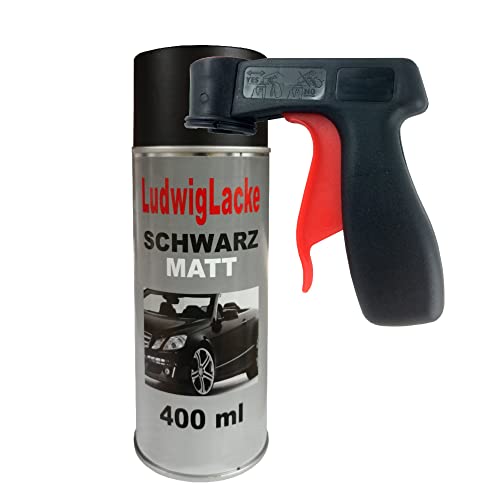 LudwigLacke 1 Spraydose Schwarz matt RAL 9005 AUTOLACK Qualität 400ml & Haltegriff